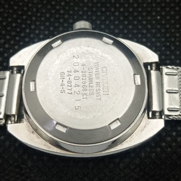 Vintage 1989 Citizen Automatic Womans Silver  Watch W/daydate & Blue accents